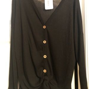 NWT Shop the Mason Jar Black front tie shirt